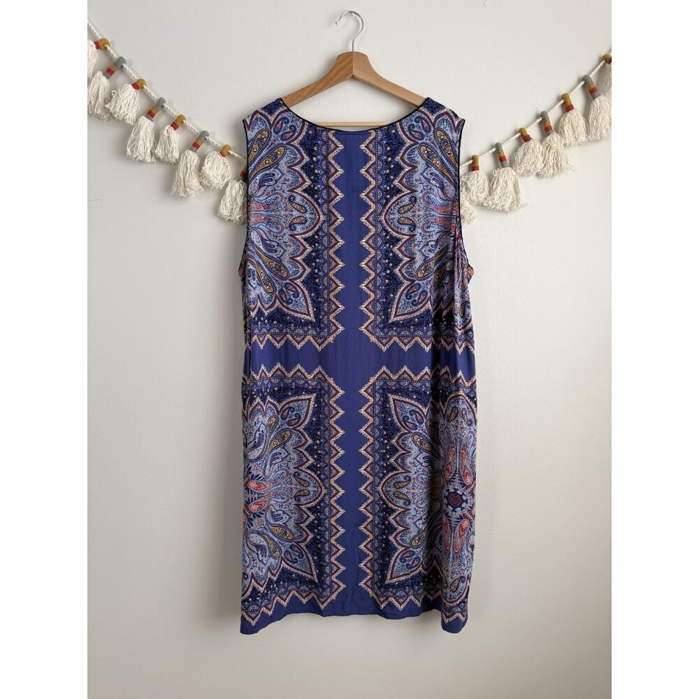 J. Jill Paisley Rayon Aline Shift Sleeveless Dress Knee Length Coastal Beachy 4x